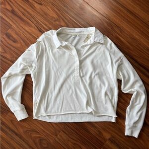 Cotton Long-Sleeve Polo Top -